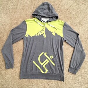FlowState Marketing Lightweight Mountain Graphic Hoodie – Size Large – Gray/Neon